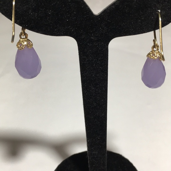 ROSS-SIMONS GOLD PLATED PURPLE JADEITE EARRINGS - Picture 2 of 8